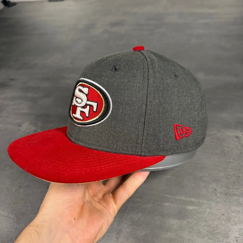 Vintage San Francisco 49ers Snapback Hat New‎ Era Cap Wool Blend Gray Red 2 Tone